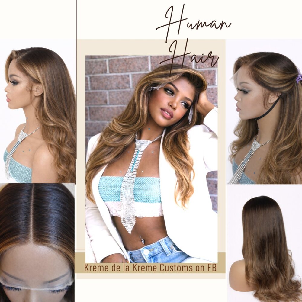 1b Ombre Human Wig Dark Root Lots of Versatile Highlights around the Face!